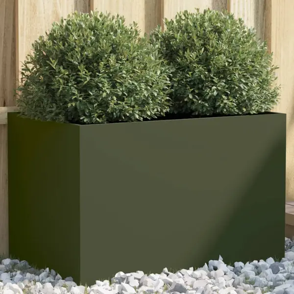 Gossi jardiniera, verde masliniu, 62x40x39 cm, otel laminat la rece