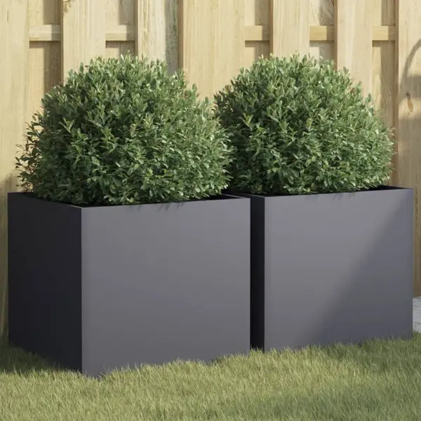 Gossi jardiniere, 2 buc., antracit, 42x40x39 cm, otel laminat la rece