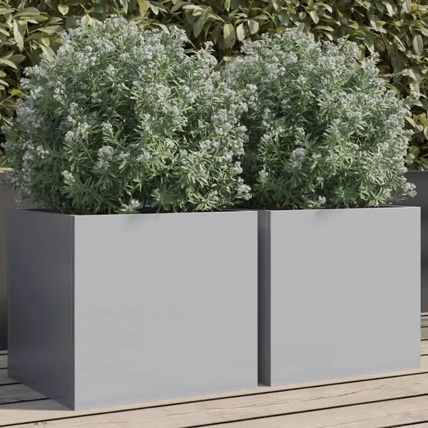 Gossi jardiniere, 2 buc., argintiu, 32x30x29 cm, otel galvanizat