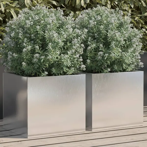 Gossi jardiniere, 2 buc., argintiu, 32x30x29 cm, otel inoxidabil