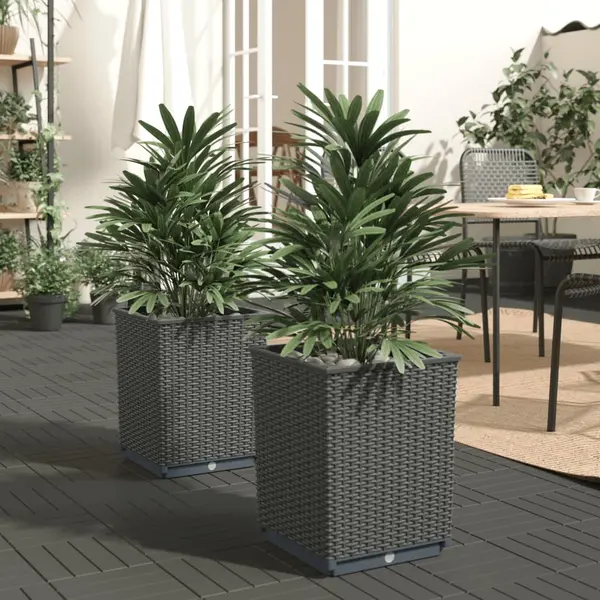 Gossi jardiniere, 2 buc., negru, 30x30x37 cm, polipropilena