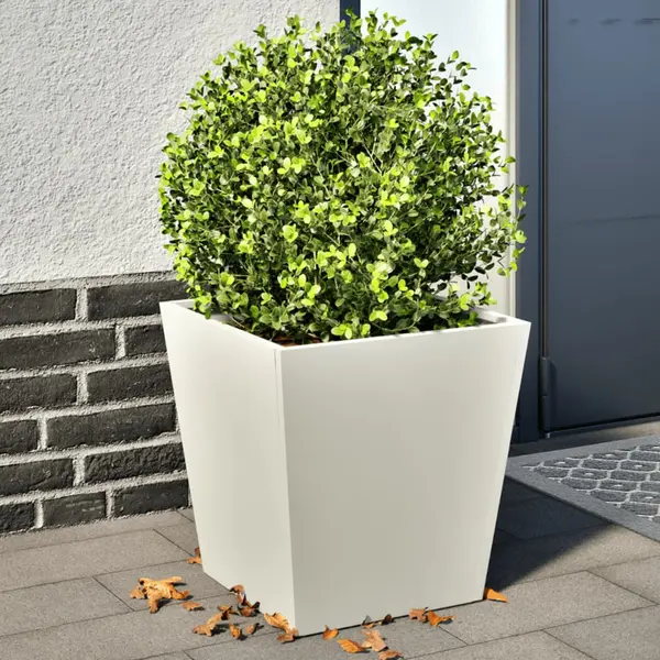Gossi jardiniere de gradina 2 buc., alb, 40x40x40 cm, otel