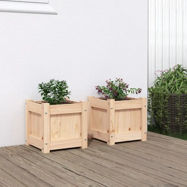 Gossi jardiniere de gradina, 2 buc., lemn masiv de pin