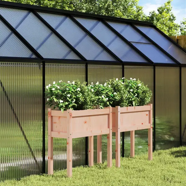 Gossi jardiniere de gradina cu picioare, 2 buc., lemn masiv douglas