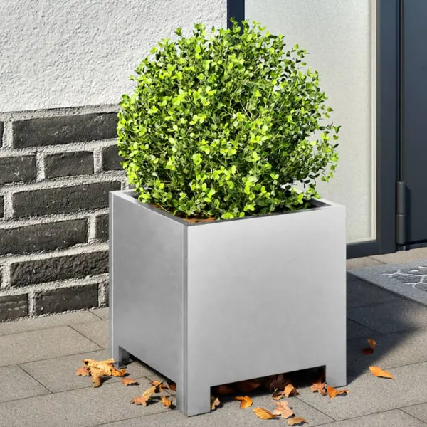 Gossi jardiniere gradina, 2 buc., 30x30x30 cm, otel galvanizat