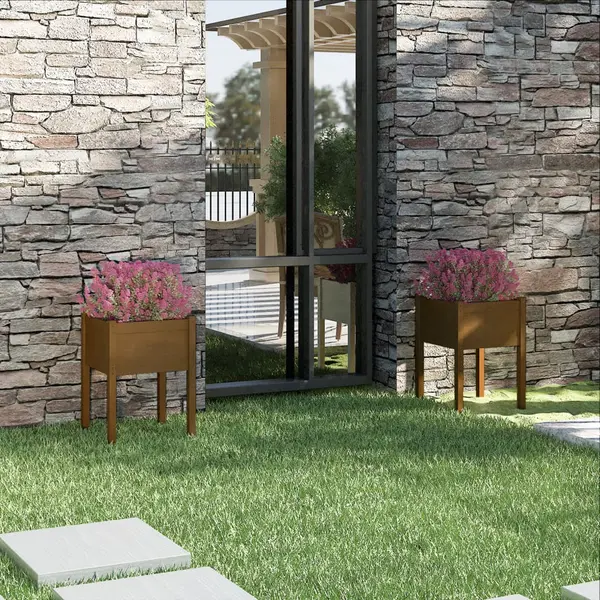 Gossi jardiniere gradina 2 buc. maro miere 50x50x70 cm lemn masiv pin