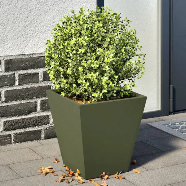 Gossi jardiniere gradina, 2 buc., verde masliniu, 30x30x30 cm, otel