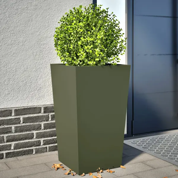 Gossi jardiniere gradina, 2 buc., verde masliniu, 45x45x75 cm, otel