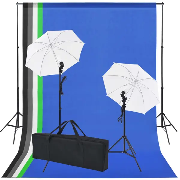 Gossi kit studio foto: 5 fundaluri colorate & 2 umbrele