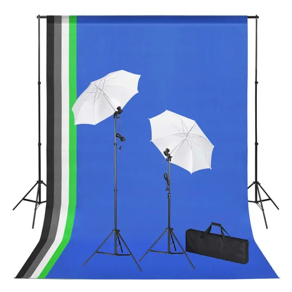 Gossi kit studio foto cu fundaluri, lampi si umbrele