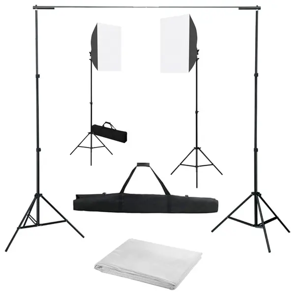 Gossi kit studio foto cu lumini softbox si fundal