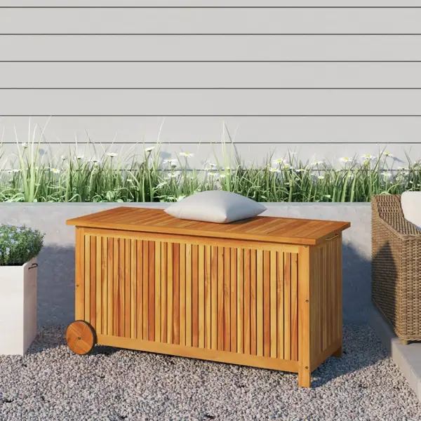 Gossi lada de depozitare de gradina cu roti, 113x50x58 cm lemn acacia
