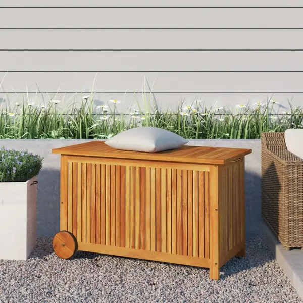 Gossi lada de depozitare de gradina cu roti, 90x50x58 cm, lemn acacia