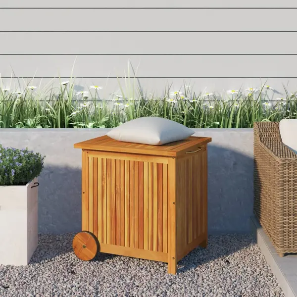Gossi lada de depozitare gradina cu roti, 60x50x58 cm, lemn acacia
