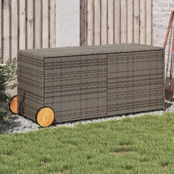 Gossi lada depozitare de gradina cu roti, gri, 283 l, poliratan