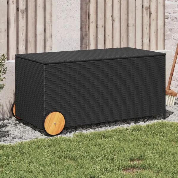 Gossi lada depozitare de gradina cu roti, negru, 190 l, poliratan