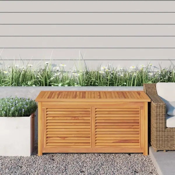 Gossi lada depozitare gradina cu geanta, 114x50x58 cm, lemn masiv tec