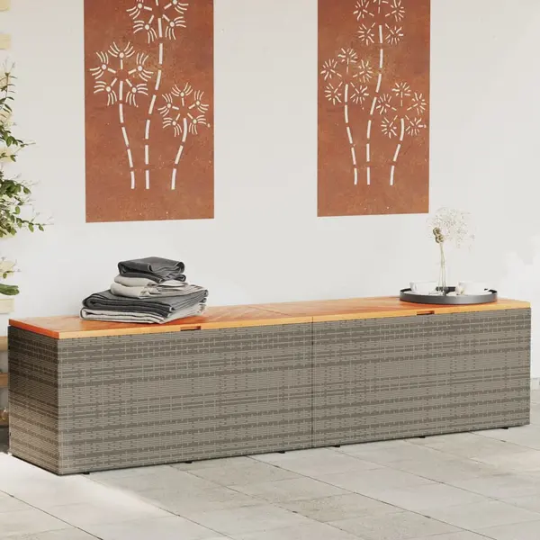 Gossi lada depozitare gradina gri 220x50x54 cm poliratan lemn acacia
