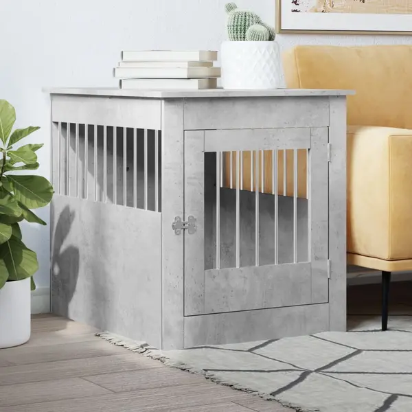 Gossi lada pentru caini, gri beton, 64,5x80x71 cm, lemn compozit