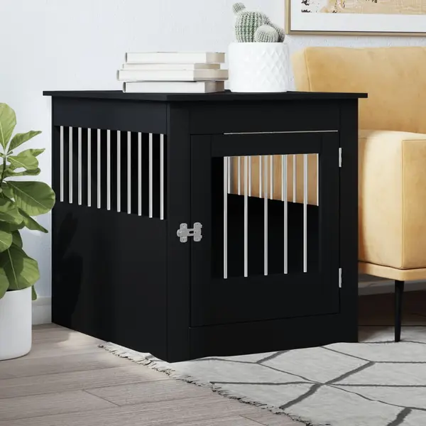 Gossi lada pentru caini, negru, 64,5x80x71 cm, lemn compozit