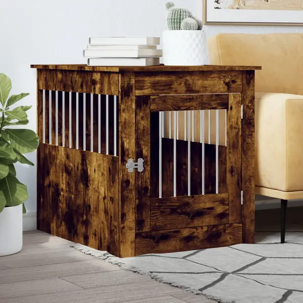 Gossi lada pentru caini, stejar fumuriu, 64,5x80x71 cm, lemn compozit