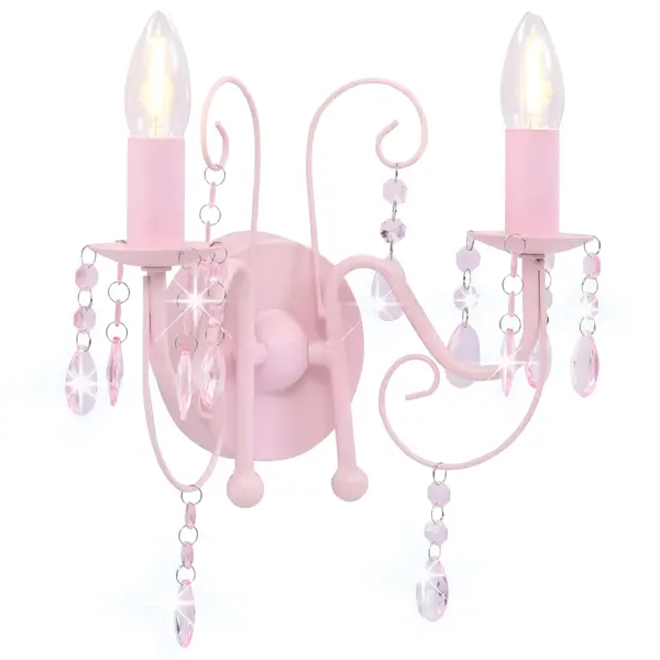Gossi lampa de perete cu margele, roz, 2 becuri x e14