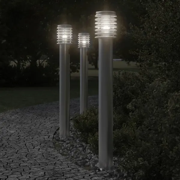 Gossi lampa de podea de exterior cu priza, argintiu, 110cm, otel inox