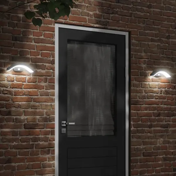 Gossi lampa exterioara de perete cu led/senzor, negru aluminiu turnat