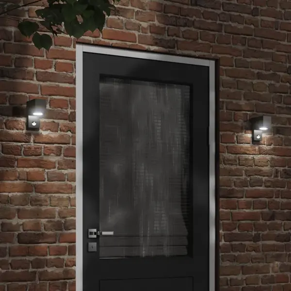 Gossi lampa exterioara de perete cu led/senzor, negru aluminiu turnat