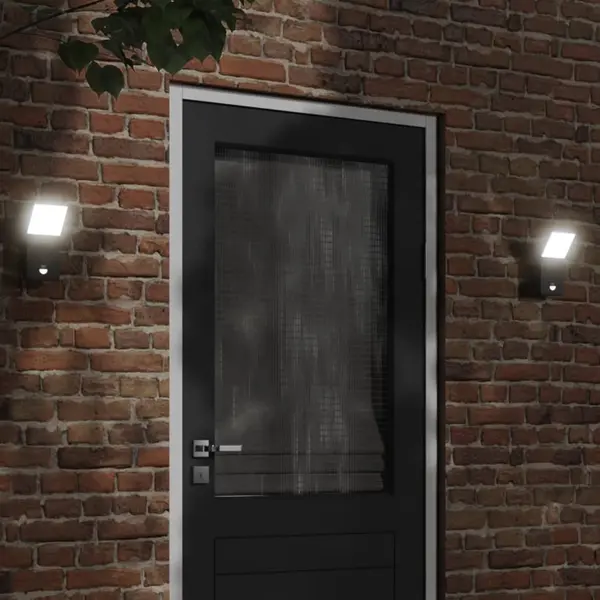Gossi lampa exterioara de perete cu led/senzor, negru aluminiu turnat