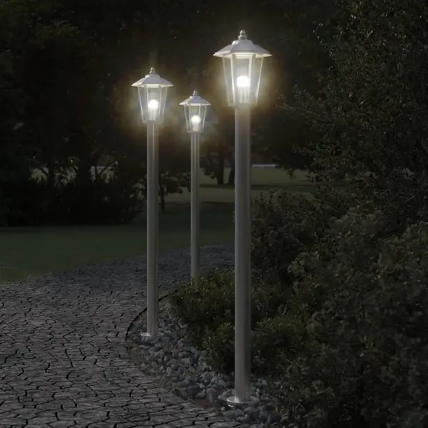 Gossi lampa exterioara de podea, argintiu, 120 cm, otel inoxidabil