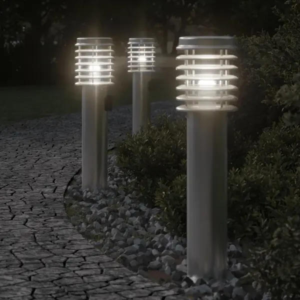 Gossi lampa exterioara de podea cu priza, argintiu, 60 cm, otel inox