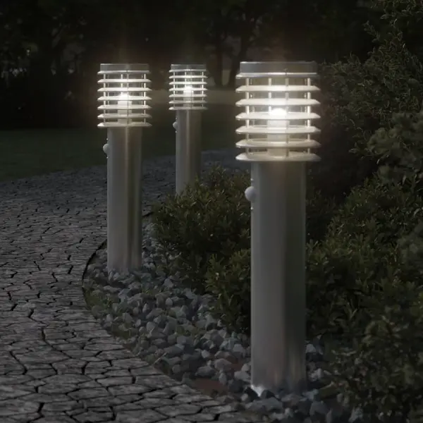 Gossi lampa exterioara de podea cu senzor argintiu, 60 cm, otel inox