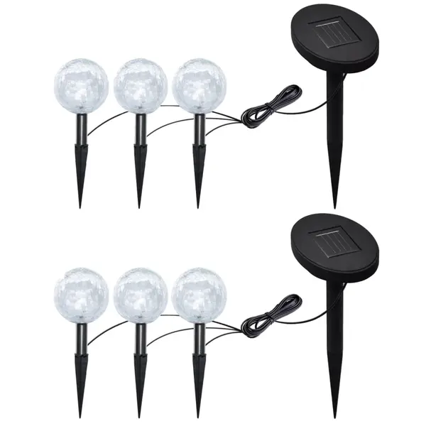 Gossi lampi de gradina cu led, 6 buc., tarusi & panouri solare