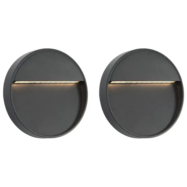Gossi lampi de perete led de exterior, 2 buc., negru, 3 w, rotund