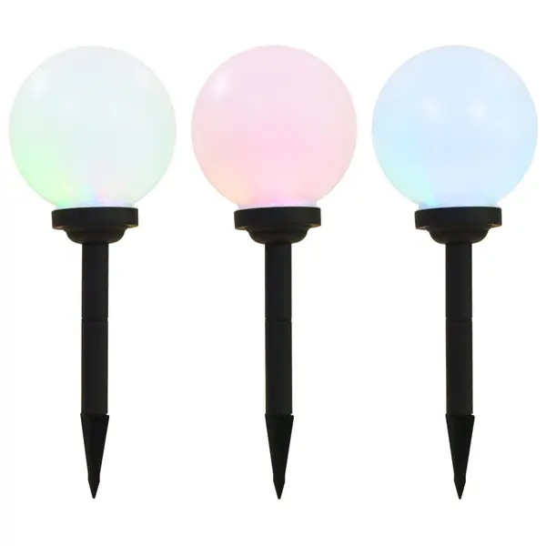 Gossi lampi solare de exterior cu led, 3 buc, 20 cm, rgb, sferic