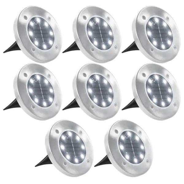Gossi lampi solare de sol, 8 buc., alb, becuri led