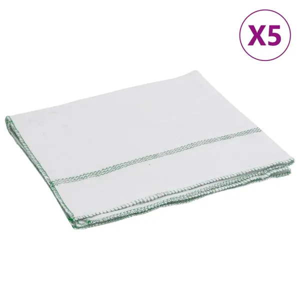 Gossi lavete de podea, 5 buc., alb cu dungi verzi, 50x60 cm