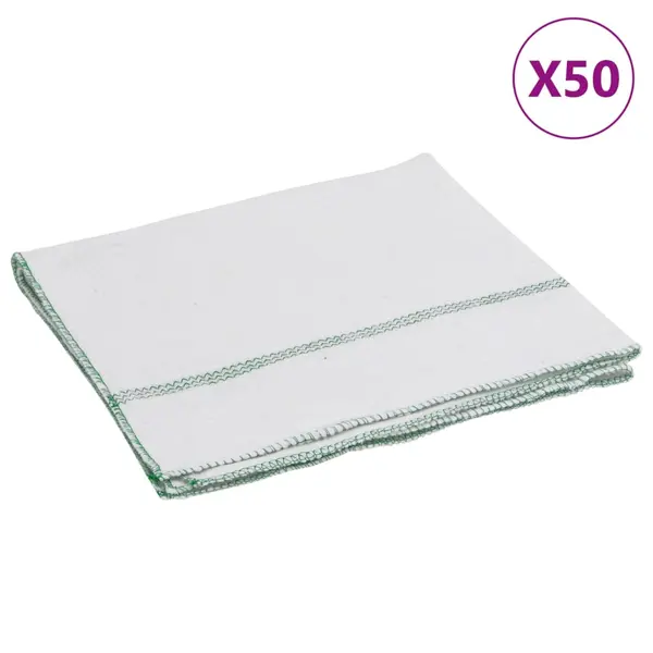 Gossi lavete de podea, 50 buc., alb cu dungi verzi, 50x60 cm