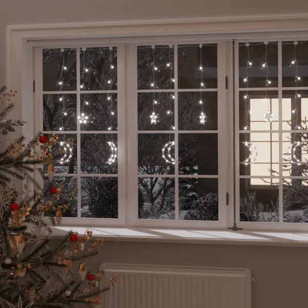 Gossi lumini luna si stele, 345 led-uri, alb rece, cu telecomanda