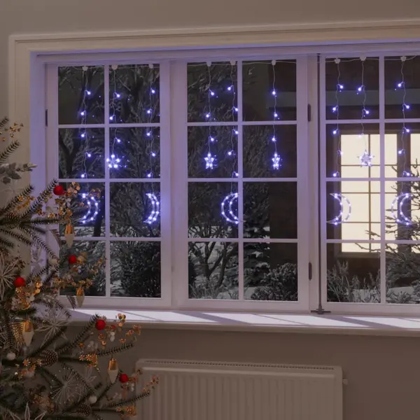 Gossi lumini luna si stele, 345 led-uri, albastru, cu telecomanda