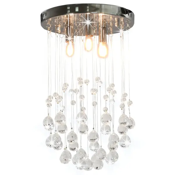 Gossi lustra cu margele de cristal, argintiu, sfera, 3 x bec g9