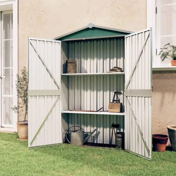 Gossi magazie de gradina, verde, 116x45x175 cm, otel zincat