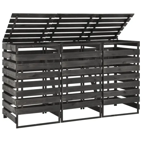 Gossi magazie de pubele tripla, 210x75x121 cm, lemn masiv pin vopsit