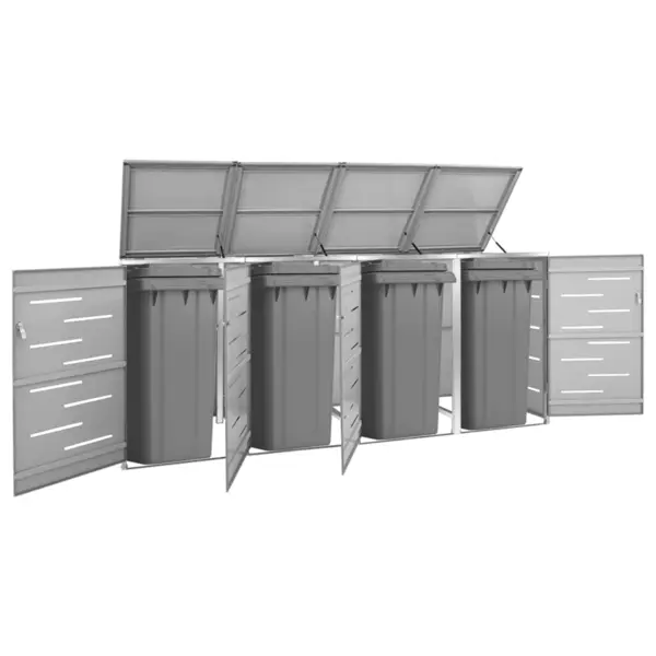 Gossi magazie pentru patru pubele 276,5x77,5x112,5 cm otel inoxidabil