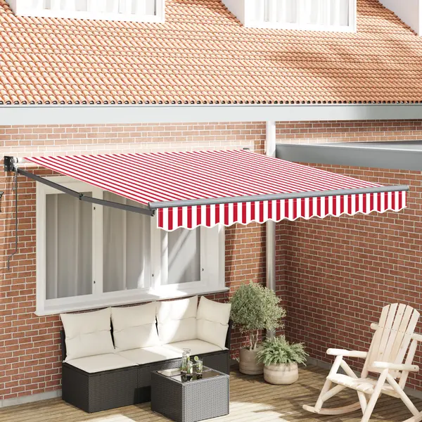 Gossi markiza retractabila automata dungi rosii si albe 350x250 cm