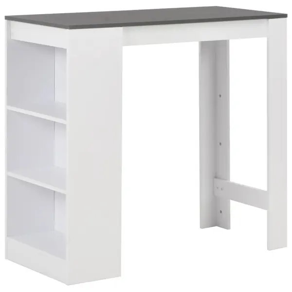Gossi masa bar cu rafturi, alb, 110x50x103 cm