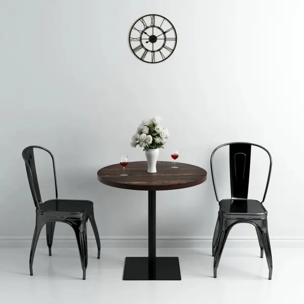 Gossi masa bistro, mdf si otel, rotunda, 80x75 cm, cenusiu inchis