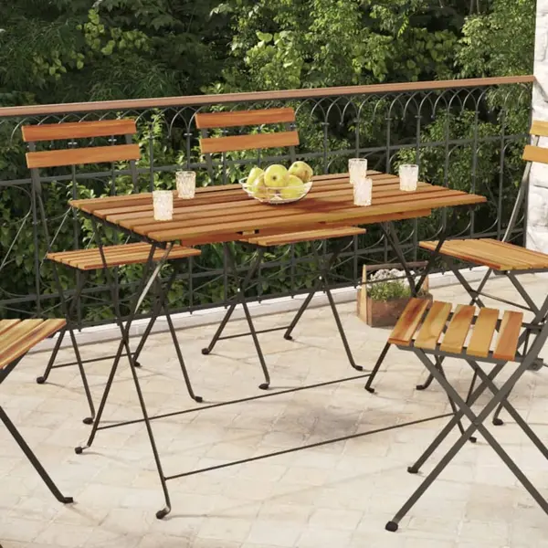 Gossi masa bistro pliabila, 100x54x71 cm, lemn masiv de acacia & otel