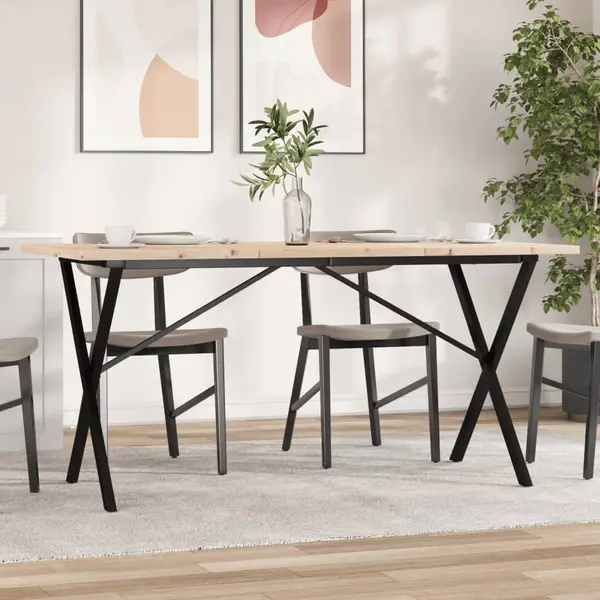 Gossi masa bucatarie, cadru x, 160x80x75,5 cm lemn masiv pin si fonta